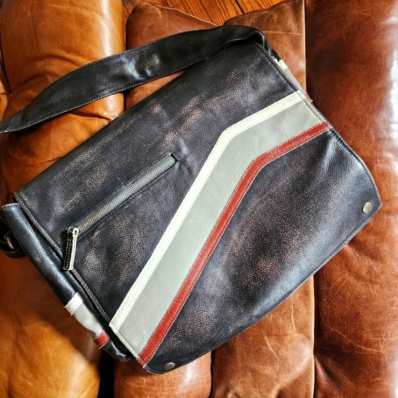 Other - Vintage Leather Moto Messenger Bag